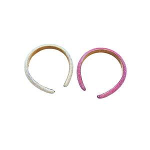 NWOT Rhinestone Headband Set Pink & Silver 2 Pack Padded Glam Bundle
